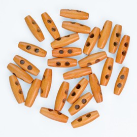 Pack of 100 Toggle Buttons Wood Brown, 2 Holes Toggle Buttons Made of Real Olive Wood Toggle Oval Manufacture Wooden Buttons, Coat Buttons Horn Toggle Sewing Buttons for Coat Jacket Sewing Craft DIY