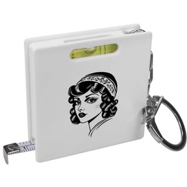 'Vintage Girl Portrait' Keyring Tape Measure/Spirit Level Tool (KM00041834)