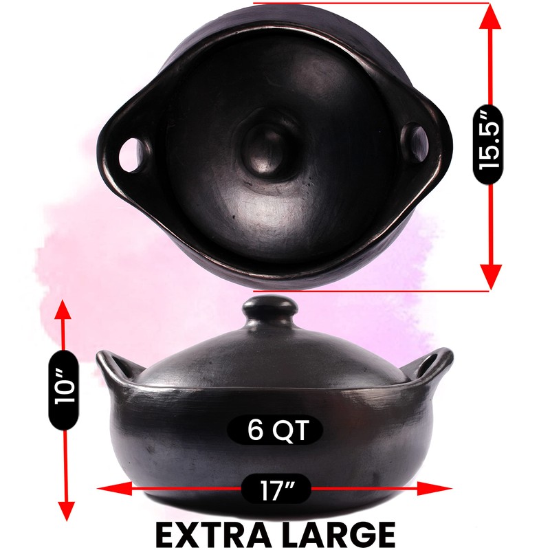 Ancient Cookware, Chamba Flat Clay Casserole, Extra Large, 6 Quarts