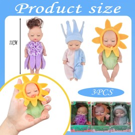 Mini Reborn Realistic Baby Dolls, 3Pcs Sleeping Rebirth Cute Little Tiny Babies With Animal Clothes for Kids' Gifts