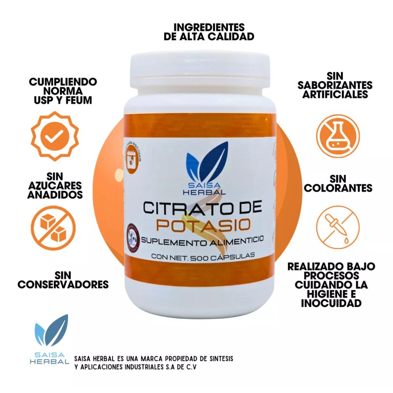 Saisa Herbal Citrato De Magnesio Y Citrato De Potasio 500