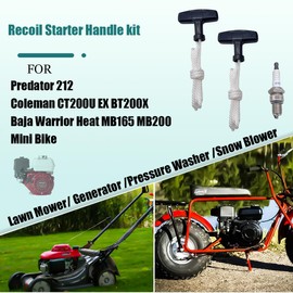 2 PCS Pull Start Cord Rope Set for Honda Predator Champion Generac Small Engine Mini Bike Generator Pressure Washer Snow Blower Dirt bike ATV MTD GX160 GX200 196 212 224 cc Engine with Spark Plugs