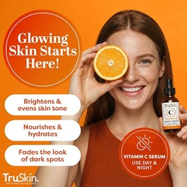 TruSkin - Suero facial con vitamina C, suero facial antienvejecimiento con vitamina C, ácido hialurónico, vitamina E y más, suero iluminador para manchas oscuras, tono de piel uniforme, área de los