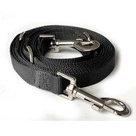 Leisegrün Kenmare Dog Lead 3 m for Medium Dogs, Adjustable Nylon Lead with 2 Carabiners, 3 Metres Long, Only 180 g Weight, Model Kenmare, Black