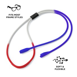Pilotfish Glasses Strap, Silicone Sunglasses Strap for Eyewear, Adjustable Eyeglass Chains (24.5 Inch, Red White and Blue)
