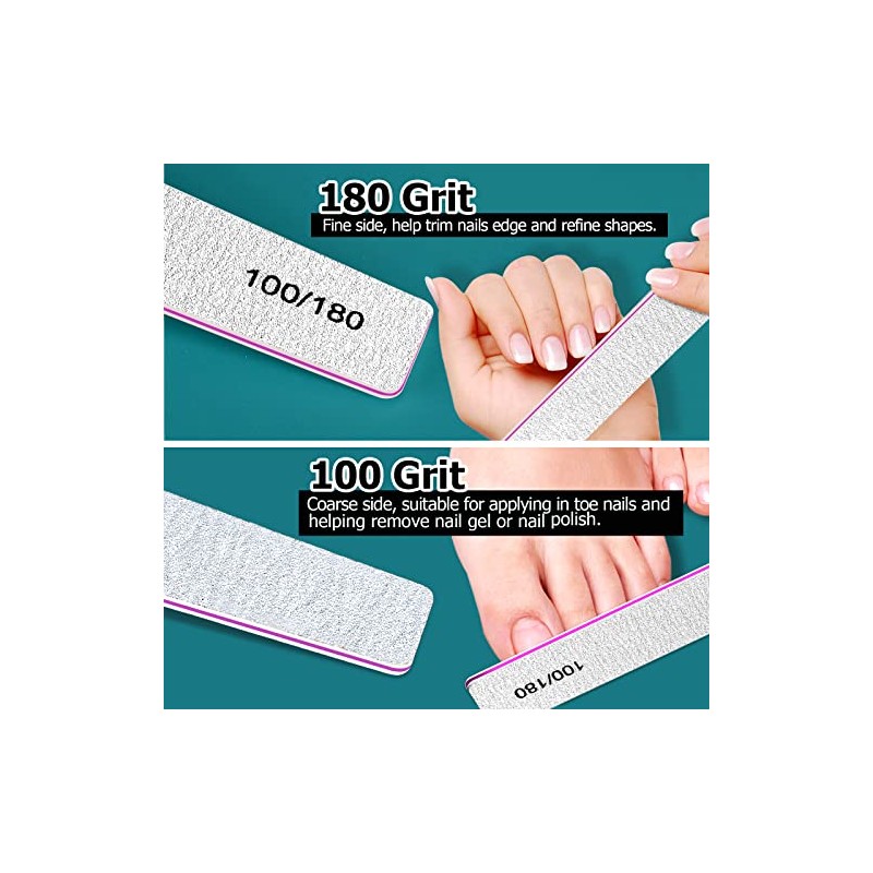 FANDAMEI Double Sided Nail Files, 15pcs Nail Styling Tools -