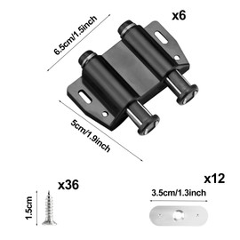 GAOHAN 6Pcs Push to Open Door Catch Black Double Magnetic Pressure Touch Release Catches Latch for Open and Close The Door with a Single Push Including Fixing Screw