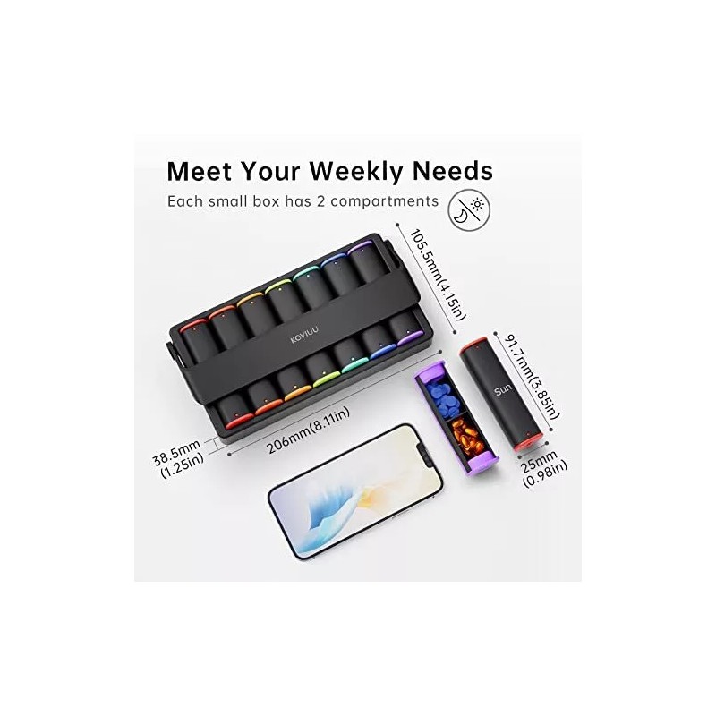 KOVIUU Weekly Pill Organizer 2 Times a Day KOVIUU Large