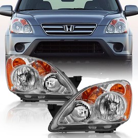 ACANII - For 2005-2006 Honda CRV C-RV Chrome OE Style Headlights Headlamps Front Lights Lamps - Replacement Left+Right