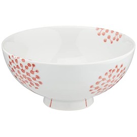 Hasamiyaki Tenryu Pottery Flower Rice Bowl, Red Flower