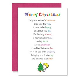 Clarabelle Cards - Merry Christmas - Pack of 5 | Multipack Greetings Cards for Friends | Colleagues | Family with Lovely Festive Poem Verse sold by Card Candy