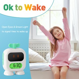 Seucasu Kids Alarm Clock, Grow Clock with Red Light Green Light, Nap Timer, Sleep Trainer for Toddlers, Child (Green)