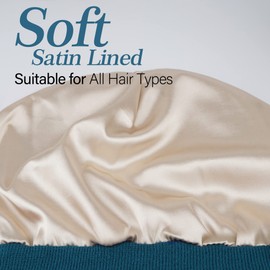 Bequemer Laden Womens Winter Warm Satin Lined Knit Beanie Hat Slouchy Skull Caps Silk Lining Ski Hats for Women Men, Blue, One Size