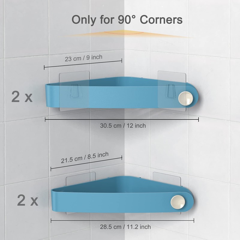 Sotfamily Corner Shower Caddy, 4 Pack Adhesive Corner Shower Shelves