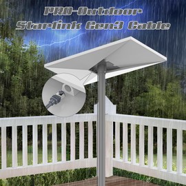 75FT Starlink Gen3 Cable, Outdoor Standard V3 Cable for Starlink Kit, 26AWG 100% Pure Copper Core, Waterproof, Replacement Gen 3 Extension Cable for Starlink Rectangular Satellite V3 Accessories