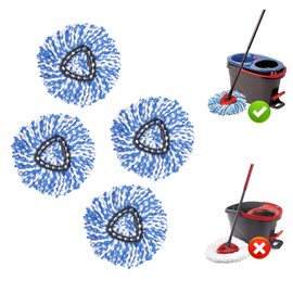 4 Pack EasyWring RinseClean Spin Mop Microfiber Refill Compatible for O-Cedar (2-Tank System), Microfiber Spin Mop Replacement Heads, Blue