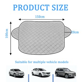 BOOSHMall Windscreen Cover, Ultra Thick Windscreen Cover Car, Windscreen Cover Winter, Sun Protection Car for Against Snow, Ice, Frost, Dust, 150 x 100 cm