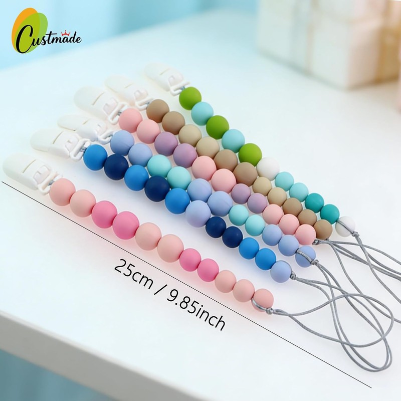 Silicona Porta Chupon para Bebe con Clip Sujeta Chupon (Rosa)