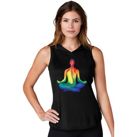 Yoga Clothing For You Chakra Lotus Pose Tank Top Hoodie, Medium Solid Black Triad Solid