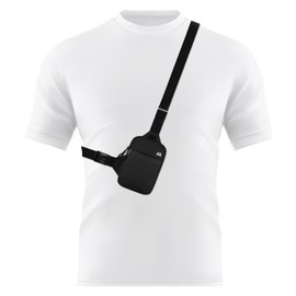 Peicees Mini Crossbody Sling Bag Dual Pocket Water Resistant Running Phone Holder Chest Shoulder Bag for Men Women Travel Gym, X-Small Black