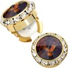 Birthstone Button Cover Cufflinks for Men,Shiny 18K Gold Tone Dress