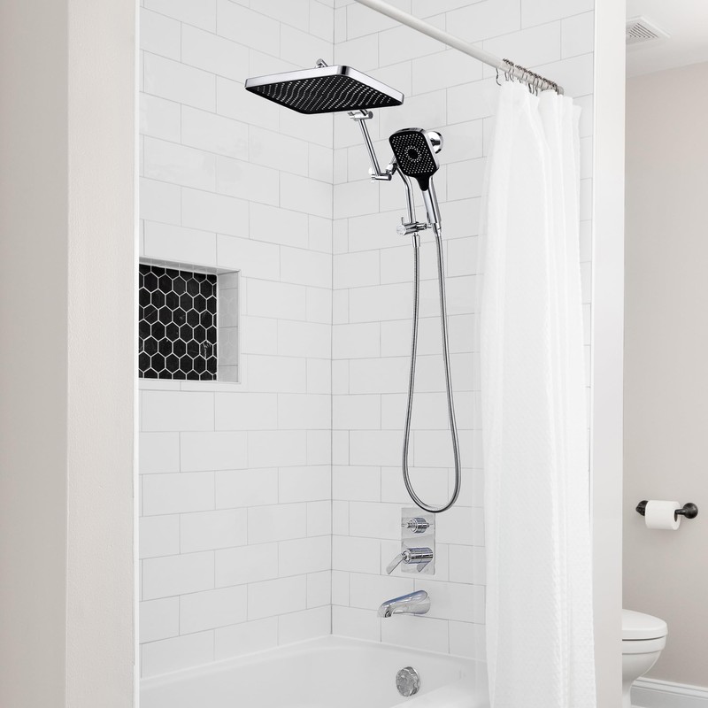 13-Inch Shower Heads with Multi-Function Handheld Sprayer Combo, 3-Way Metal