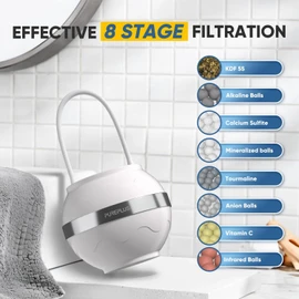 PUREPLUS Bathtub Bath Water Filter for Tub,8 Stages Kinder Bath Filter,2500 Gallons Advanced KDF Filtration,Reduces Chlorine & Heavy Metals,Removes Contaminants for Softer Skin and Hair，1shell 1filter