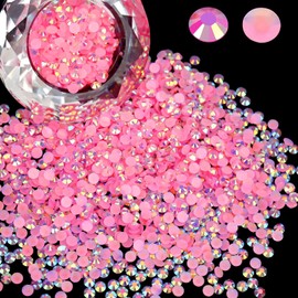 Wholesale Bulk Bags 1000PCS 6mm Resin Flat Back Rhinestone, Jelly Deep Pink AB Round Non Hotfix Flatback Resin Rhinestones for Nails, Tumblers, DIY Bling Embellishments, Loose Glitter Crystal Stone