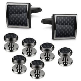 Bulckrew Cufflinks Men's Rectangle Round: 4 Pairs Classic Shirt Buttons Cufflinks for Men Friend Gift Christmas Day, Copper