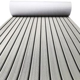 KXKZREN Boat Flooring EVA Foam Decking Sheet Faux Teak Marine Mat Non-Slip Boat Carpet Self-Adhesive Flooring for Jon Boats Motorboat RV Yacht Kayak Swim Platform 16 x 94.5 inch,10.59 sq.ft