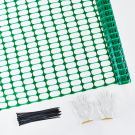 PotatoLife Plastic Mesh Fence Safety Fence, Extra Strength 4'x50' Roll with 100 Zip Ties, Resuable Temporary Netting for Garden Fencing, Construction, Snow Fencing, Animal Barrier, Poultry, Deer, Dog