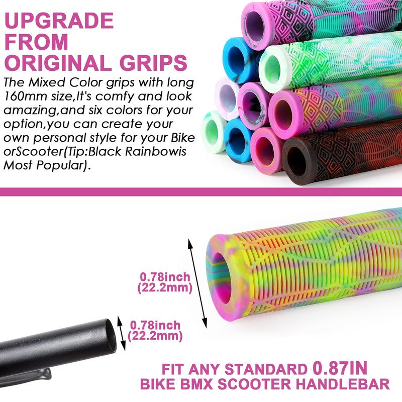 Scooter Grips - Mixed Color Bike Bicycle MTB Handlebar Grips