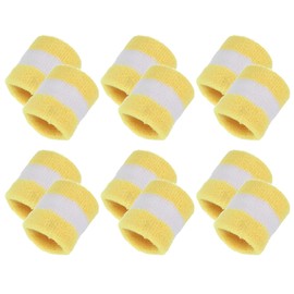 MECCANIXITY Sports Wristbands, 12 Pack Absorbent Sweatband Competitions Wrist Band Sweat Band for Men Women Tennis Basketball Football Running, Yellow White