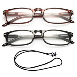 Newbee Fashion - Unisex Modern Look Slim Frame Spring Temple Light Weight Reading Glasses (Packs with Free Lanyard)