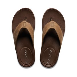 REEF Cushion Bonzer LE Men's Flip Flop, Premium Leather Straps, Ultra Soft Cushion Footbed, Toffee, 10