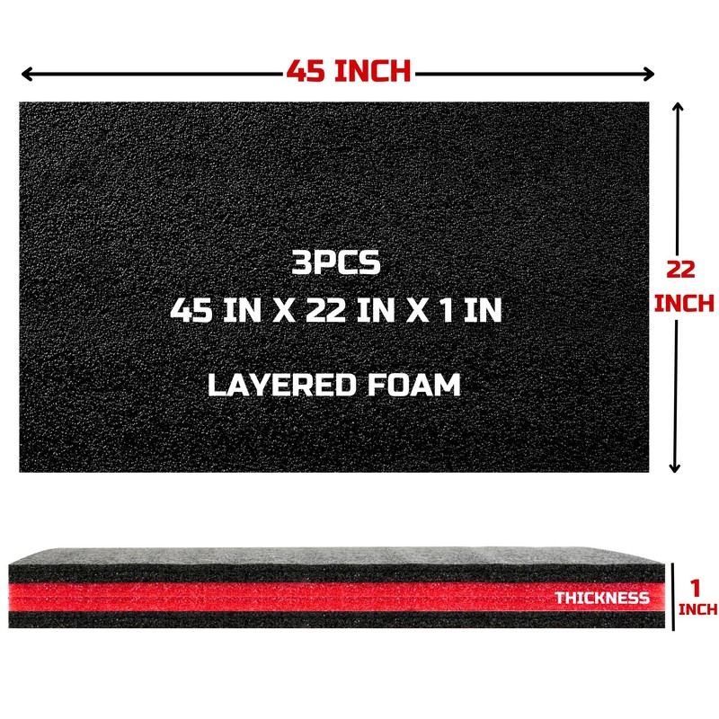ONREVA Tool Box Foam, 3Pack 45x22x1 inch, Foam Inserts for