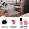 10-Piece Bathroom Accessories Set - Pink Trash Can with Bamboo