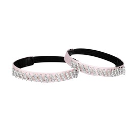 Allegra K Women's Rhinestone Detachable Elastic Band Ankle Shoe Straps for Heels 23.5cm/9.25" Pink-silver