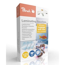 Peach PP525-11 Laminating Pouches, 65 x 108 mm, Luggage Tag, 125 mic, 100 Pouches, Glossy, Suitable for All Laminators