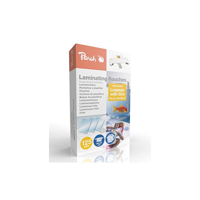 Peach PP525-11 Laminating Pouches, 65 x 108 mm, Luggage Tag,
