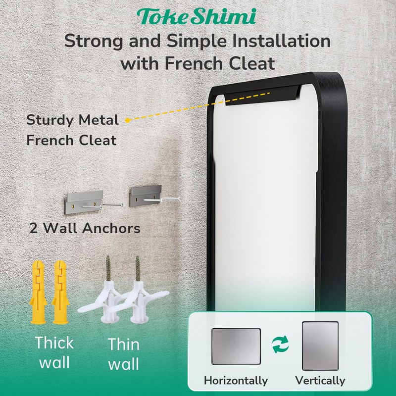 TokeShimi 36x36 Matte Black Bathroom Mirror,Bathroom Vanity Mirror Square,Tempered Glass,Black