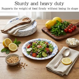 420 Pcs 7 Inch Disposable Paper Plates, Cut Proof Soak Proof Heavy Duty Small Paper Plates for Everyday Use, Family Gatherings, Dinner Picnic, Holiday Party(Blue and White)