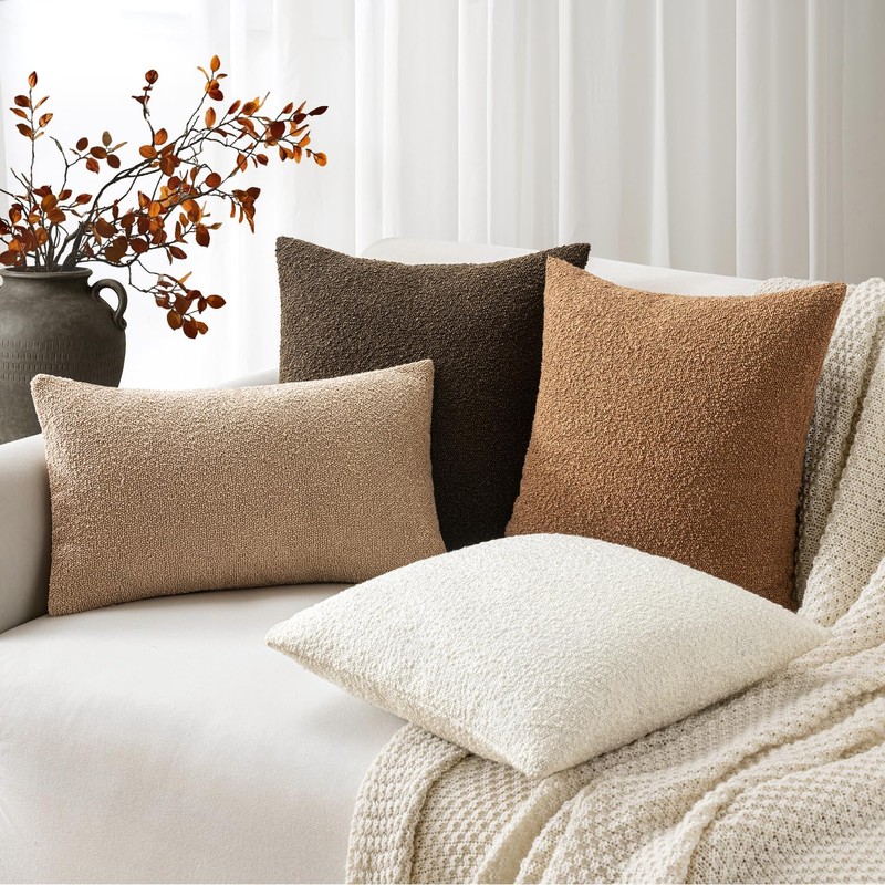 Woaboy Pack of 2 20x20 Inch Decorative Boucle Throw Pillow