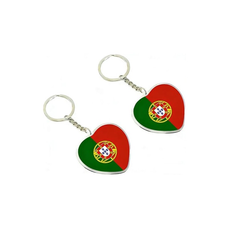 JAVD Paquete de 2 llaveros con bandera de Portugal, Portugal,