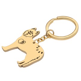 OUSIO Edelstahl 18K Gold Plattiert Siberian Husky Schlüsselanhänger Niedlichen Hund Schlüsselring für Damen Hundeliebhaber Charme Auto Handtasche Rucksack Accessoire (18K Vergoldet)