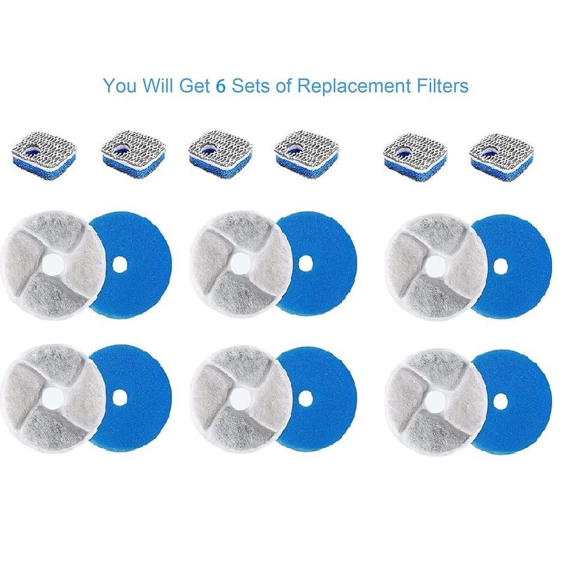 Mijradge Cat Water Fountain Filters, 6 Pack Replacement Filters for