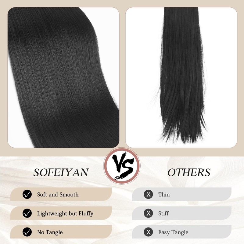 Sofeiyan Ponytail Hairpiece Hair Extension with Drawstring 60 cm Long
