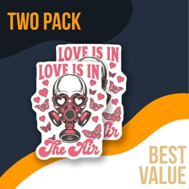 Love is in The Air Sticker - Cute Skull Sticker - Gas Mask Sticker - Heart Eyes Sticker - Romantic Skull Decal - Butterfly Skull Sticker - Durable Decorative Design - AAS0944