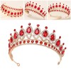 Vofler Queen Tiara Red Crystal Crown for Women Wedding Hair