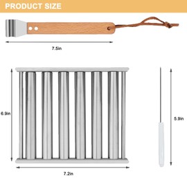 Znorso Hotdog Roller Grill Stainless Steel Sausage Roller Rack with Wood Handle, BBQ Hot Dog Roller for Grill, Hot Dog Roller Basket, Grill Accessories for Barbecue, 5 Hot Dog Capacity